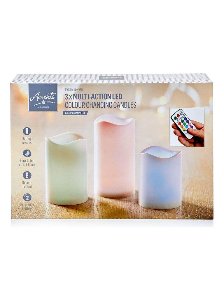 Set of 3 B/O Candles with Colour Change Remote