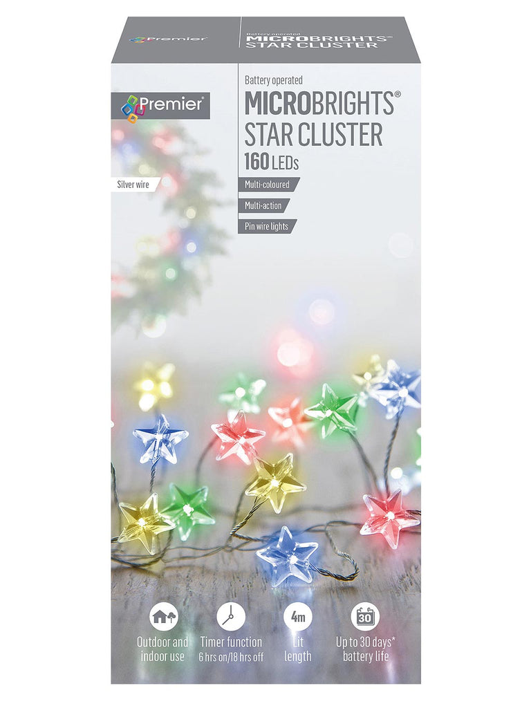 160 Multi-Action Microbright Star Clusters with Timer - Multicolour Leds