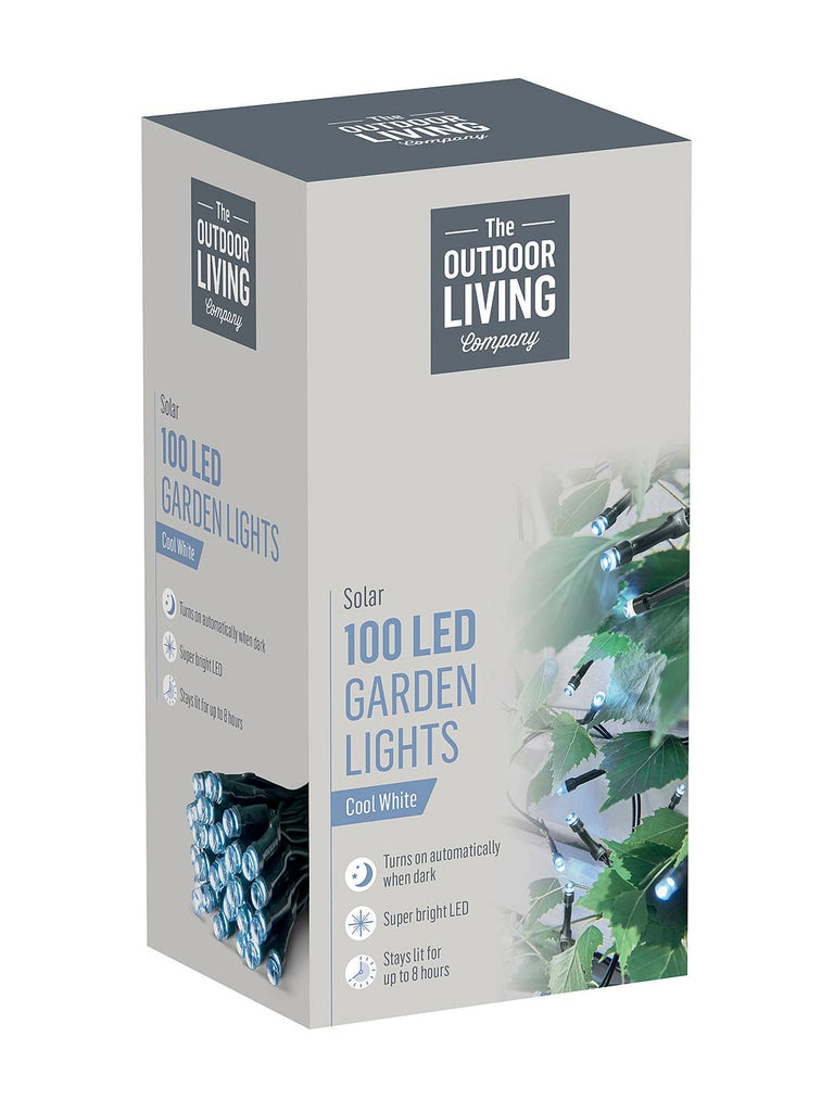 100 LED Solar Lights - White