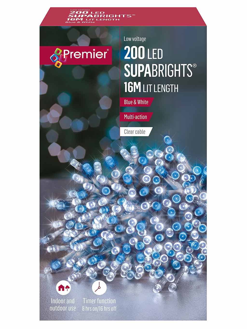 200 LED Multi-Action Supabrights with Timer and Clear Cable – Seasons ...