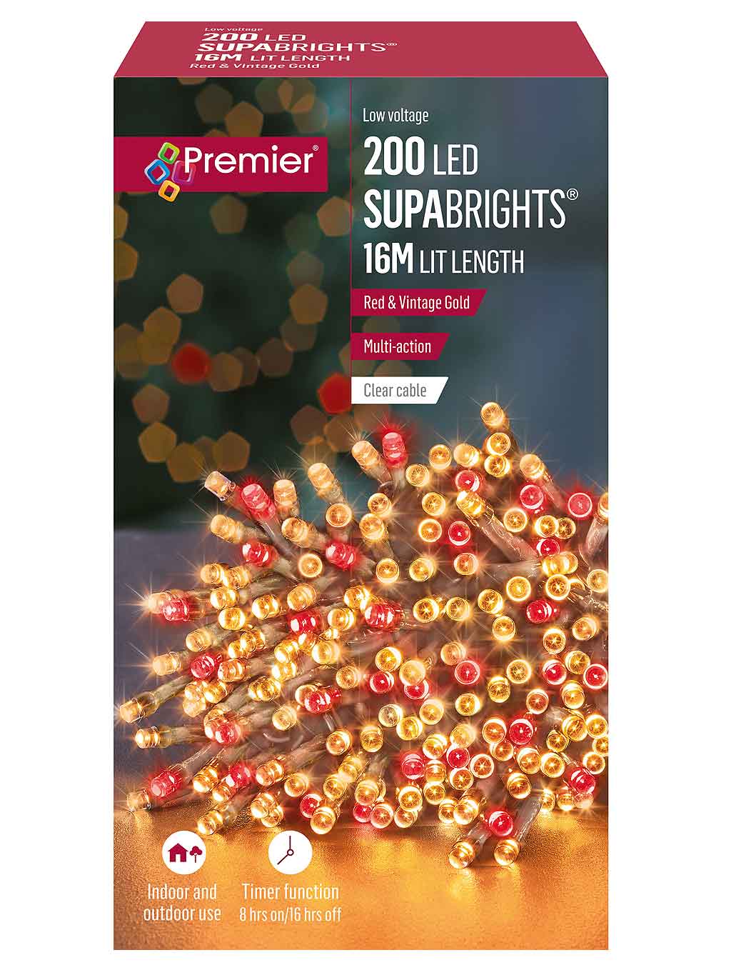 200 LED Multi-Action Supabrights with Timer and Clear Cable – Seasons ...