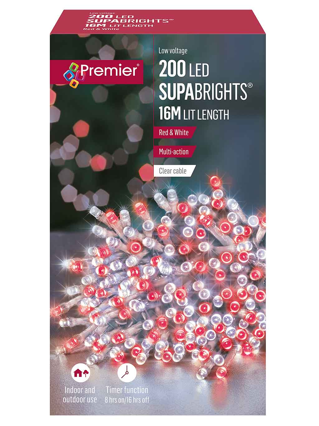 200 LED Multi-Action Supabrights with Timer and Clear Cable – Seasons ...