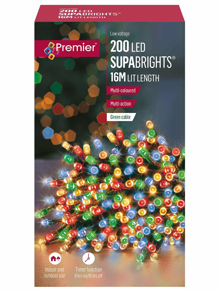 200 Multi-Action LED Supabrights with Timer - Multi Colour