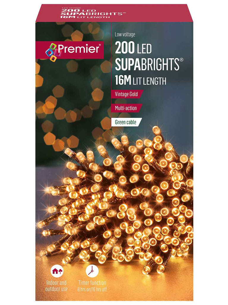 200 Multi-Action LED Supabrights with Timer - Vintage Gold