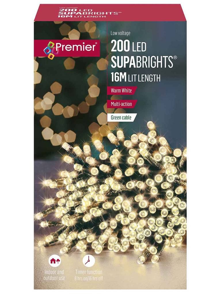 200 Multi-Action LED Supabrights with Timer - Warm White 