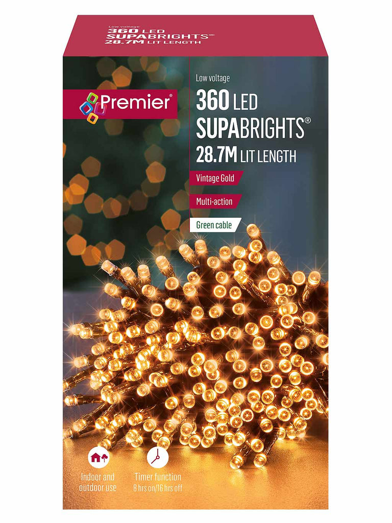 360 Multi-Action LED Supabrights with Timer - Vintage Gold