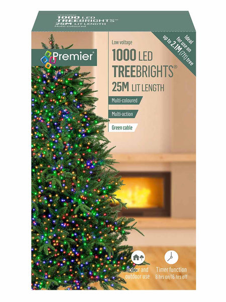 Premier Decorations 1000 LED Multi-Action Christmas Treebrights Multi-Colour Tree Lights Timer 25m, JNS_447210