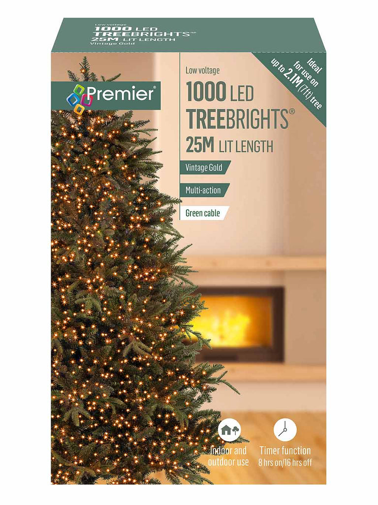 1000 Multi-Action LED Treebrights with Timer - Vintage Gold