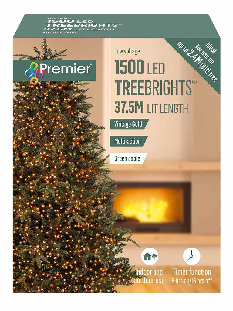 1500 LED Christmas Treebrights with Timer - Vintage Gold