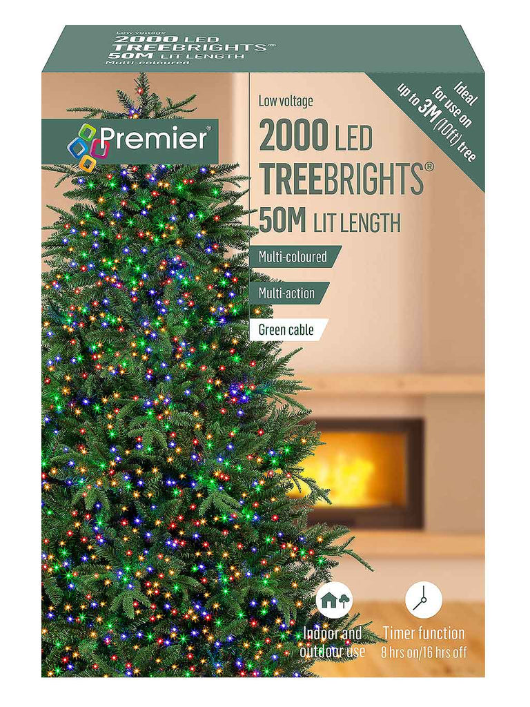 2000 LED Multi-Action Treebrights with Timer - Multicolour