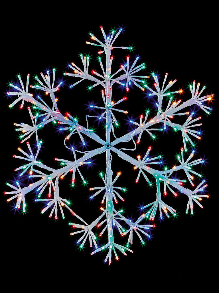 90cm White Starburst Snowflake with Multicolour LEDs - VG Twinkle