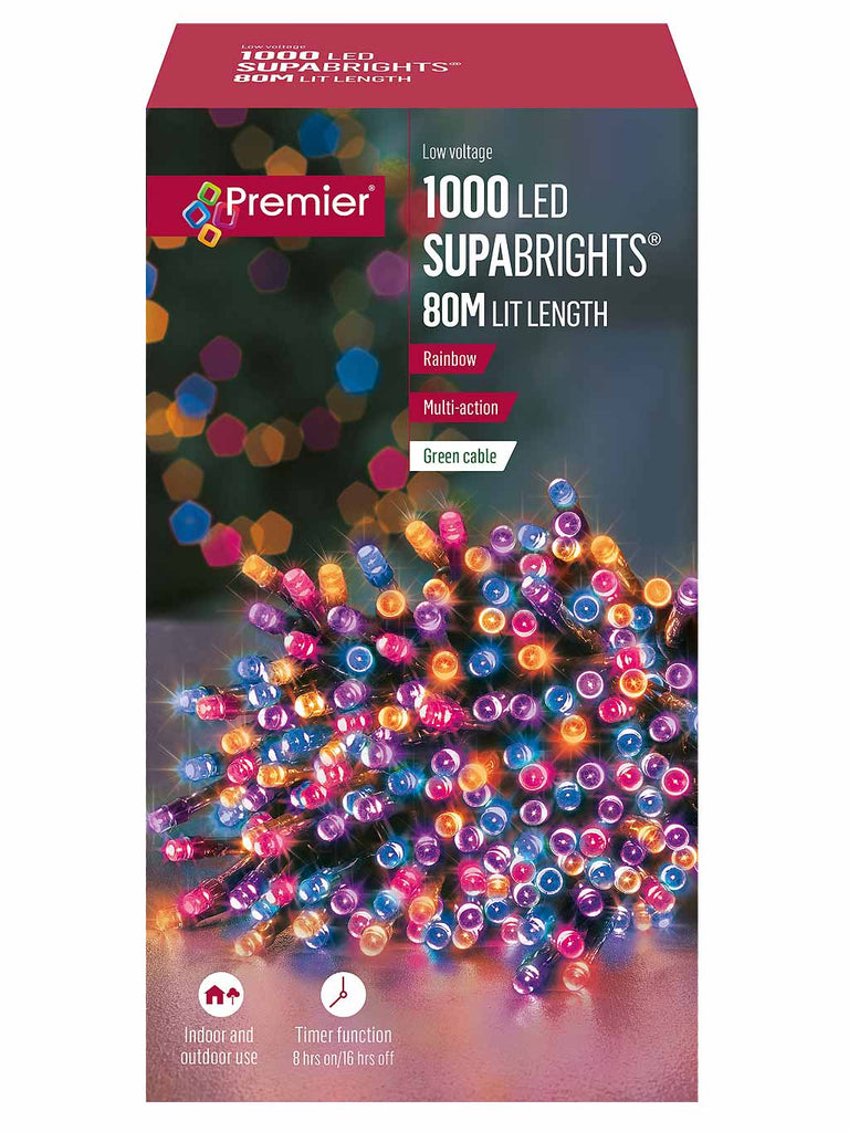 1000 Multi-Action LED Supabrights with Timer - Rainbow