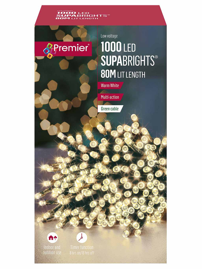 1000 Multi-Action LED Supabrights with Timer - Warm White