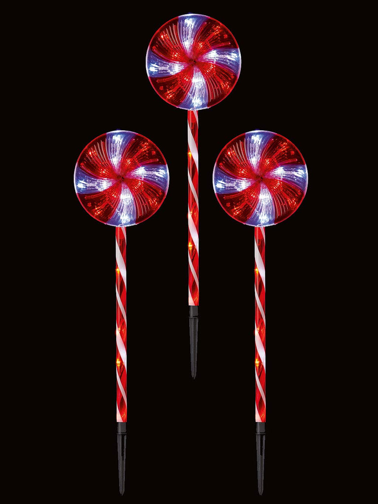 3pc 70cm Lollipop Path Light with 8 Functions - Red/White LED