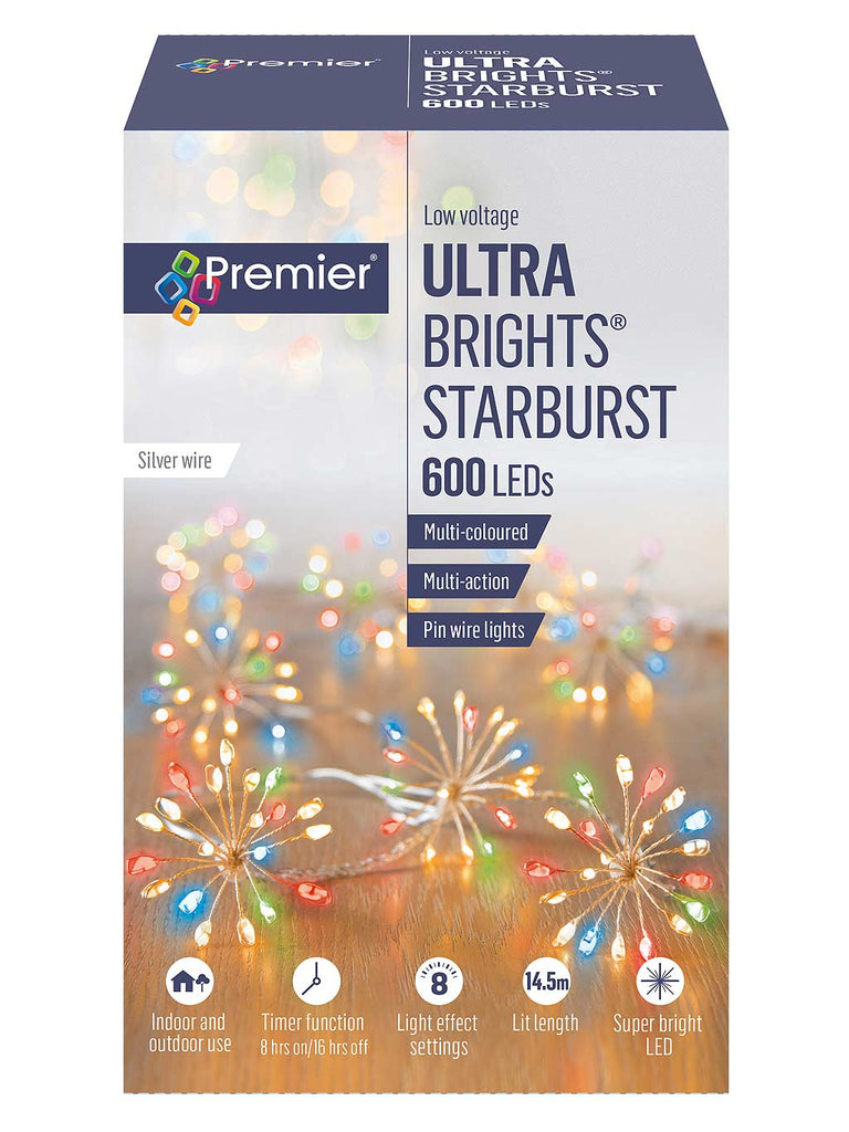 600 LED Multi-Action Ultrabrights with 30 Starbursts - Multicolour