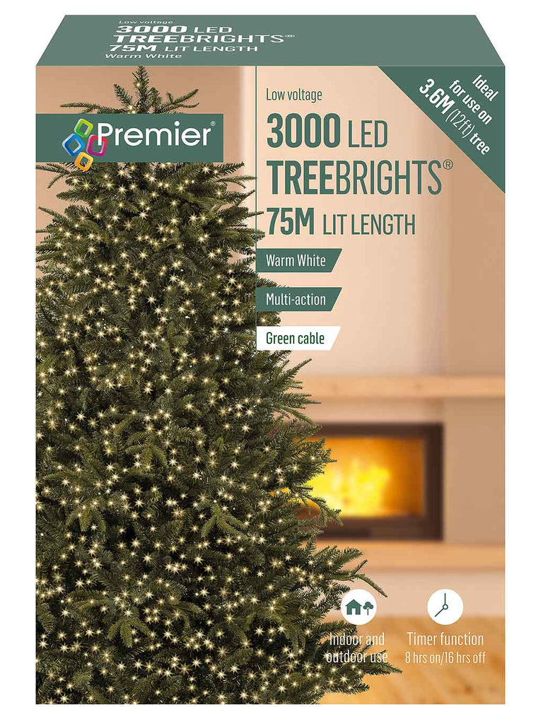 3000 LED Multi-Action Treebrights with Timer - Warm White