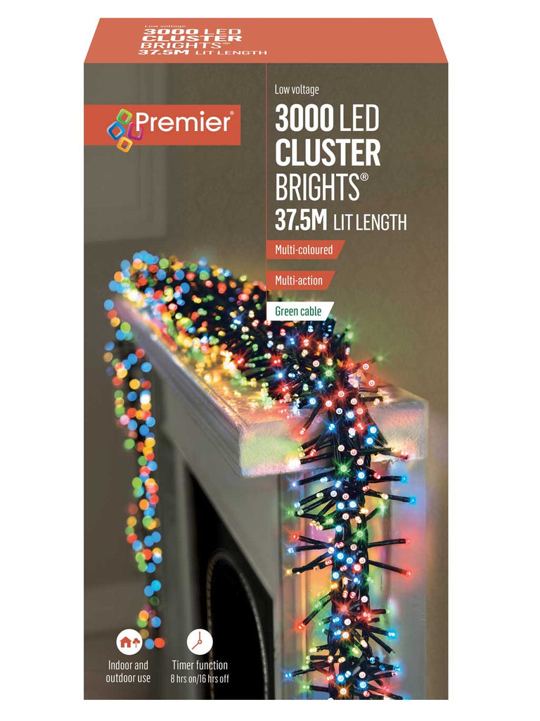 3000 Multi-Action LED Cluster Brights with Timer - Multi Colour