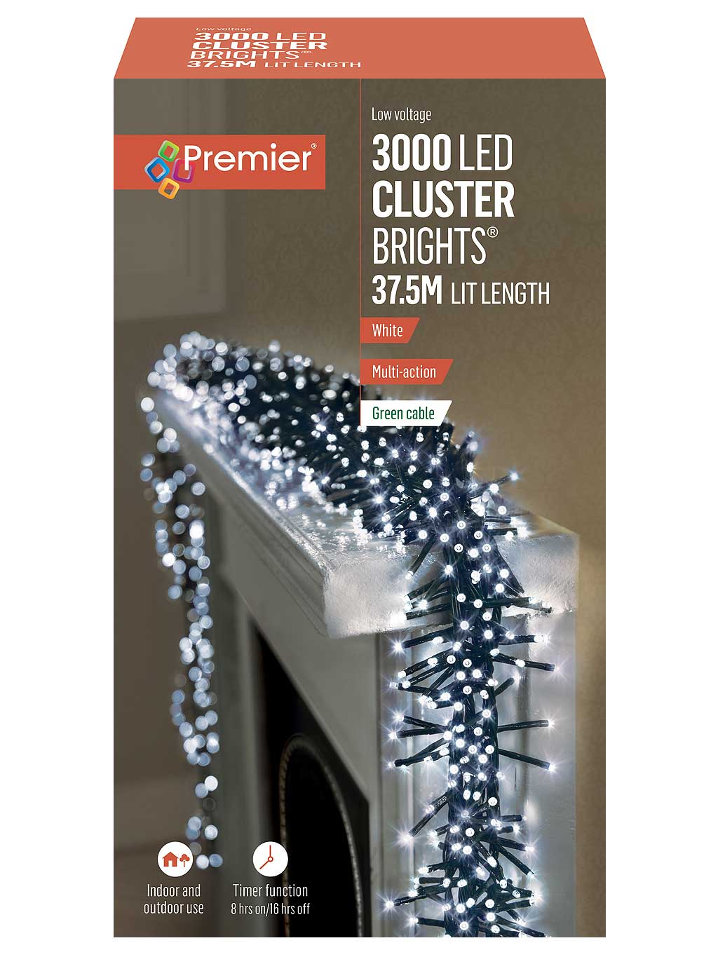 3000 MultiAction LED Cluster Brights with Timer Seasons Christmas Outlet