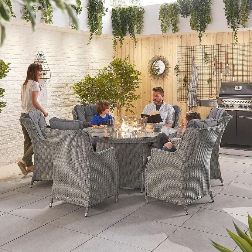 Thalia 6 Seat Dining Set with 1.5m Round Firepit Table