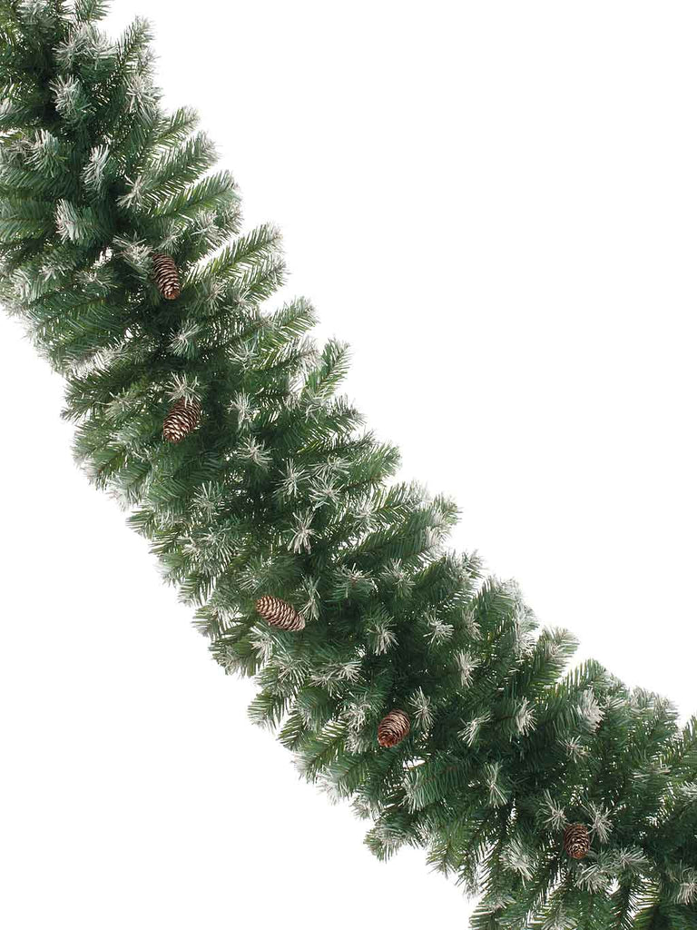 270cm (9ft) Luxury Frosted Garland With Cones
