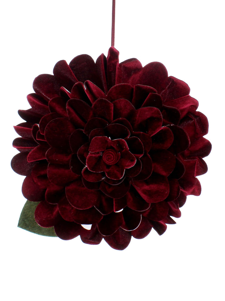 24cm Burgundy Velvet Layered Flower