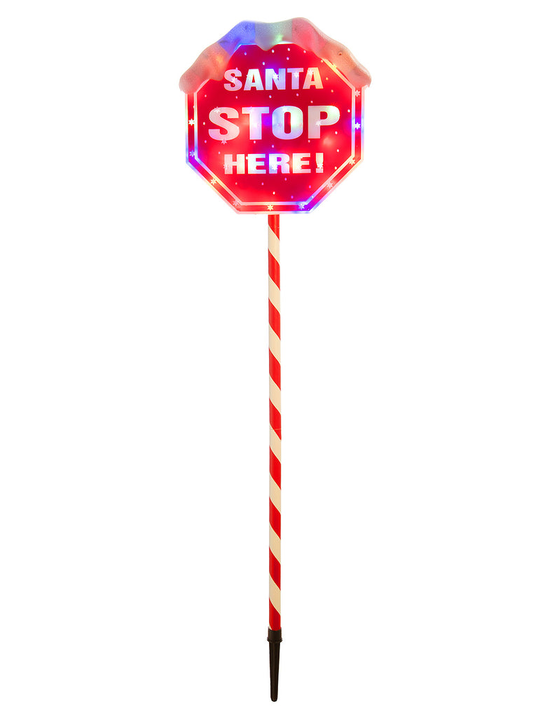 100cm Santa Stop Sign With Multicolour Lights