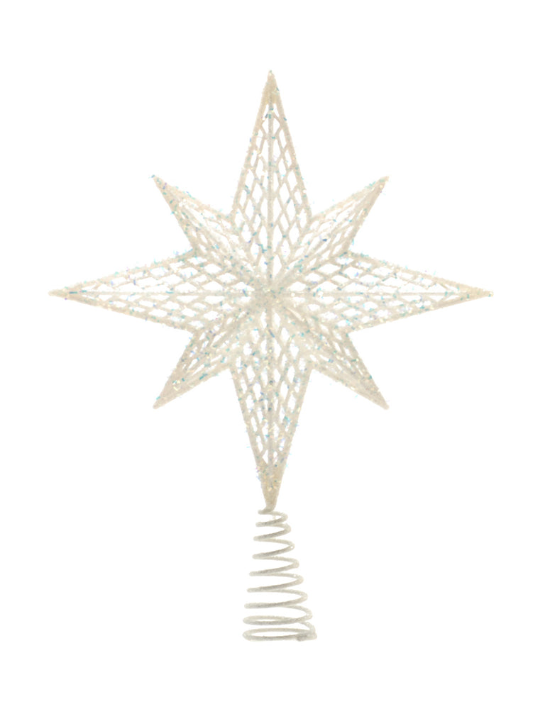 25cm White Glitter Bethlehem Star Tree Topper 