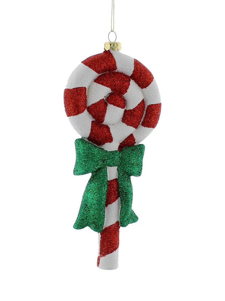 16cm Red And White Candy Cane Lolly With Bow