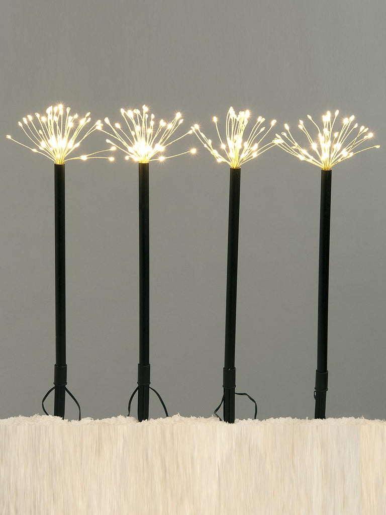 Set of 4 Twinkling Starburst Stake Lights - 240 Warm White LEDs