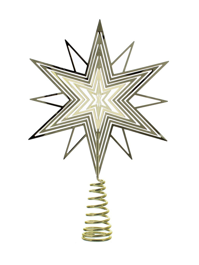 14cm Metal 3D Tree Top Star - Gold