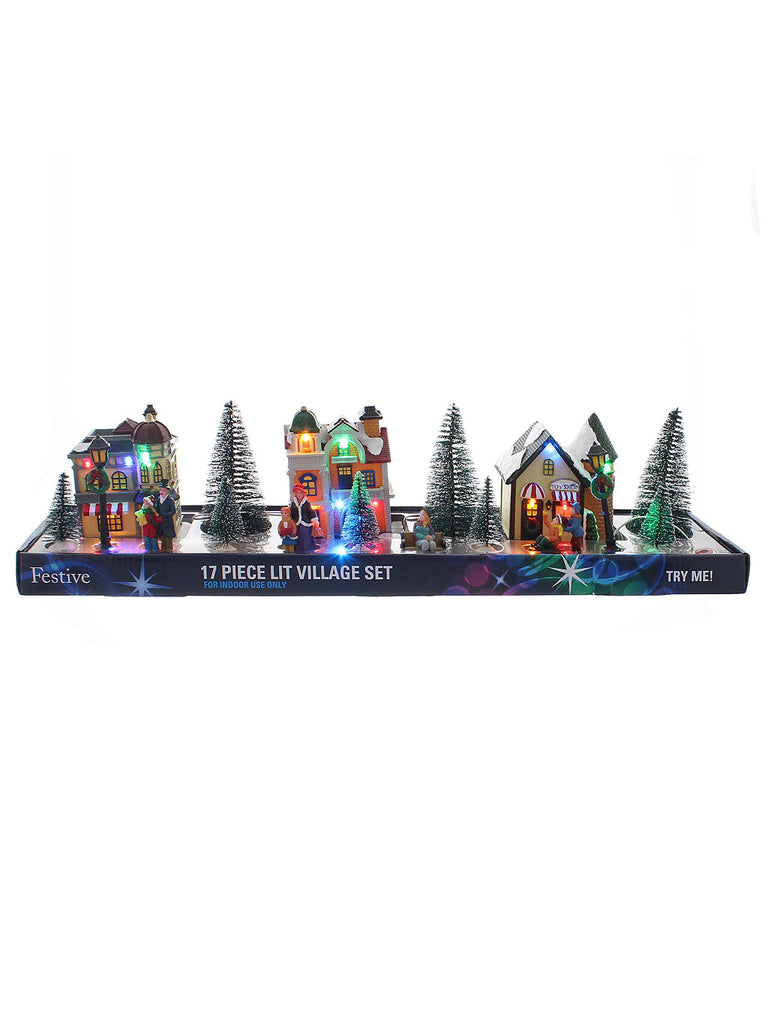 Set of 17pcs Battery Operated Christmas Street Scene