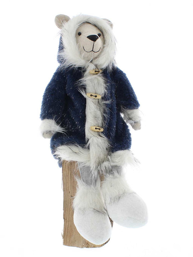 53cm Sitting Polar Bear With Blue Coat