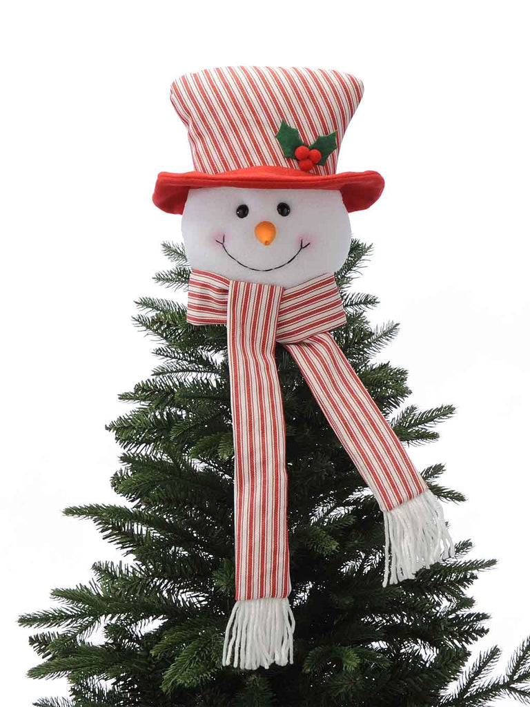 33cm Plush Snowman Tree Topper - Red & White