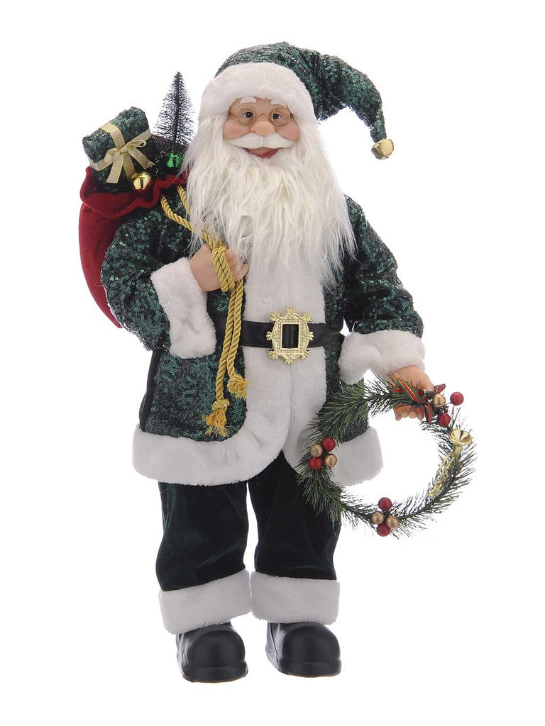 82cm Standing Dark Green/White Santa