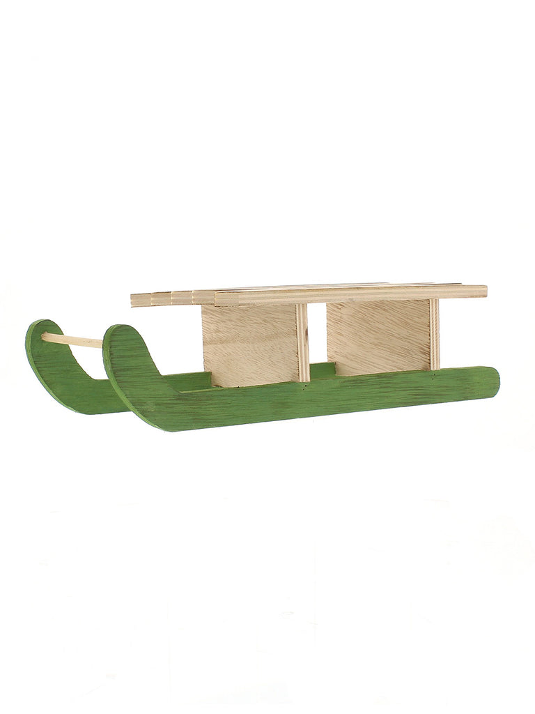 30cm Wooden Sleigh With Green Runners