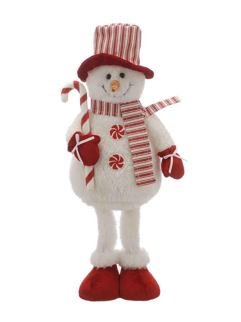 40cm Standing Snowman With Red Stripped Hat