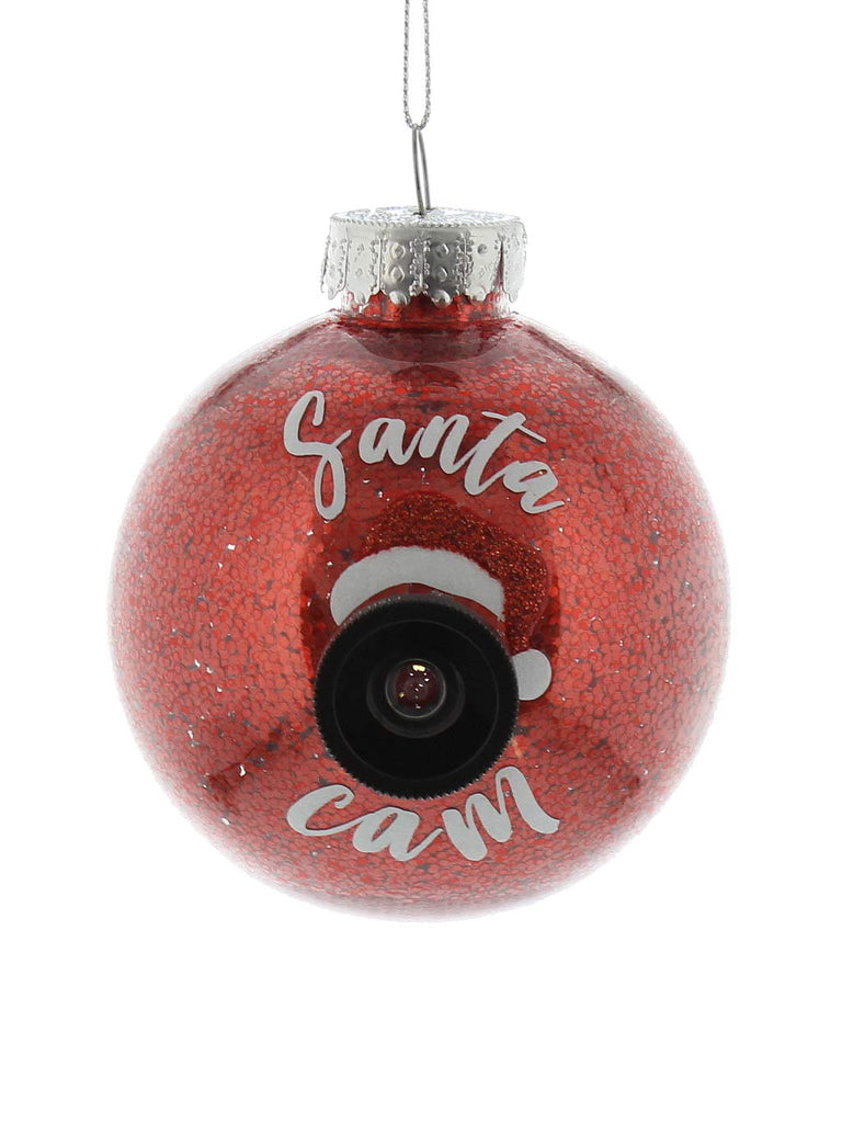 8cm Clear Red Glitter Filled Santa Cam Ball