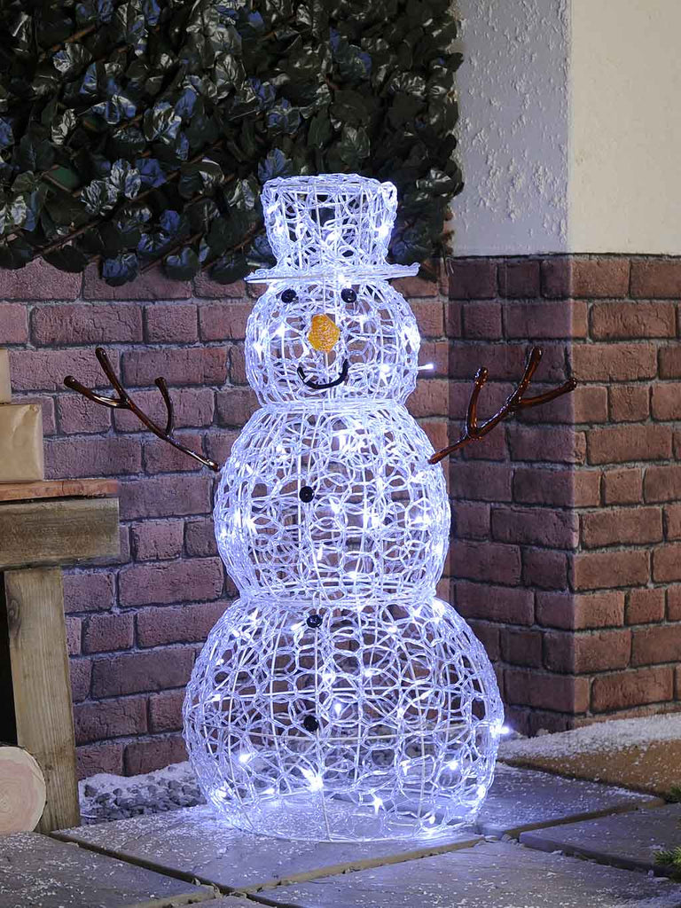 90cm Twinkling LED Soft Acrylic Snowman - White