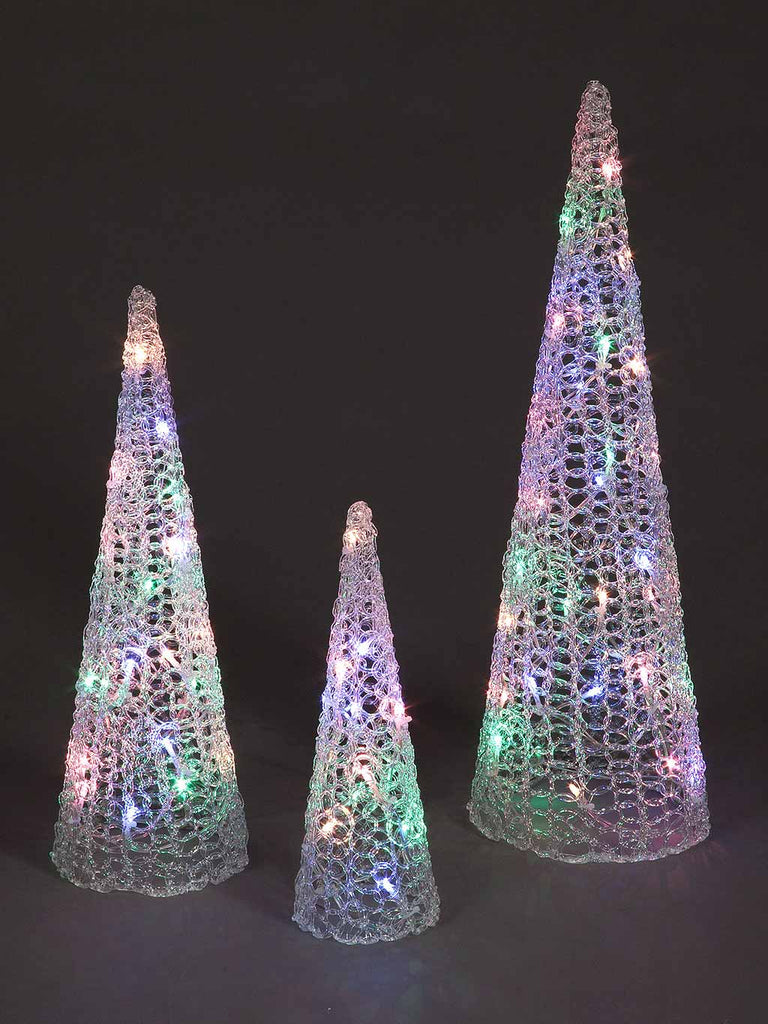 Set of 3 Acrylic Pyramids with 60 Pastel LEDs