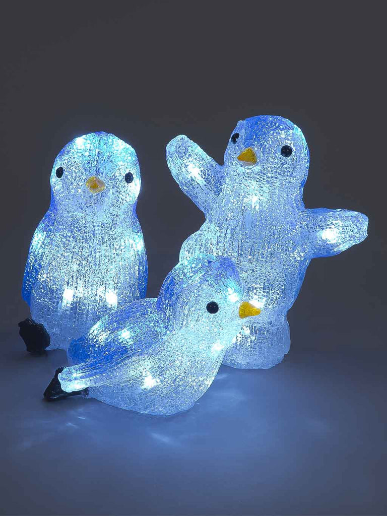 3 Pcs Set of Acrylic Penguins with 30 White LEDs