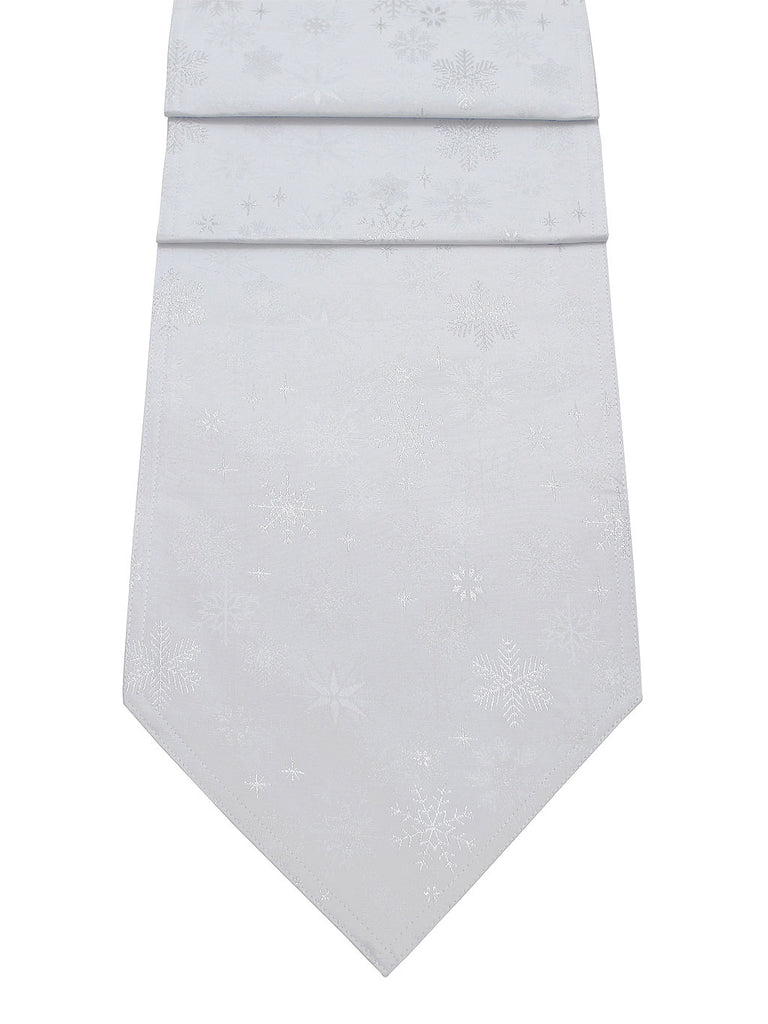 14”x 75” Snow Crystal Table Runner - White/Silver