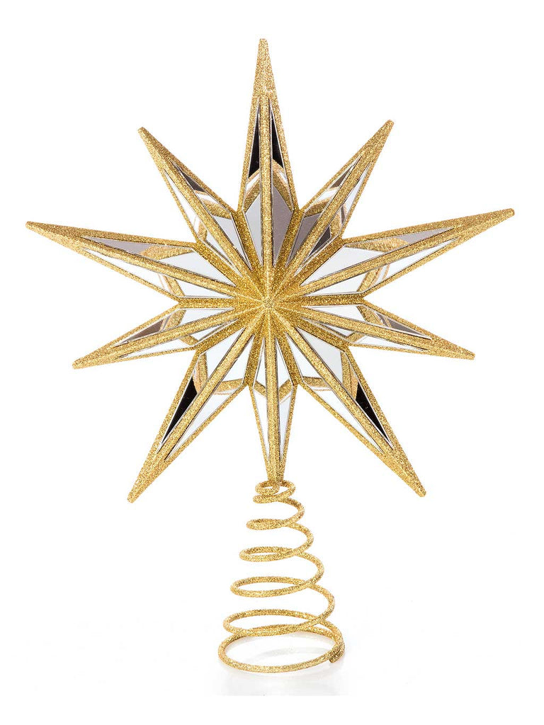 30cm Mirror Star Tree Topper with Gold Edging