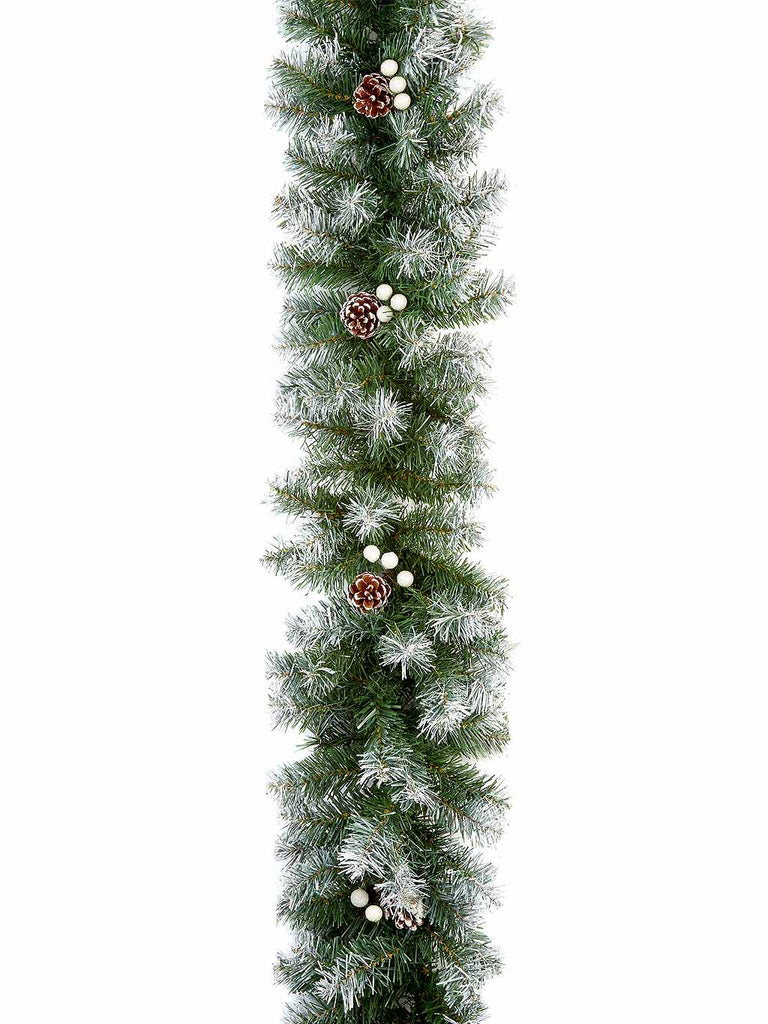 2.7M (9ft) Snow Tip Christmas Garland with Berries and Cones