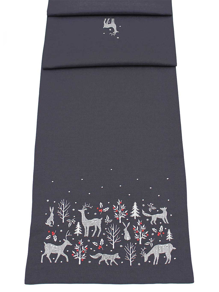 Woodland Way 14" x 75" Table Runner - Pewter/Silver