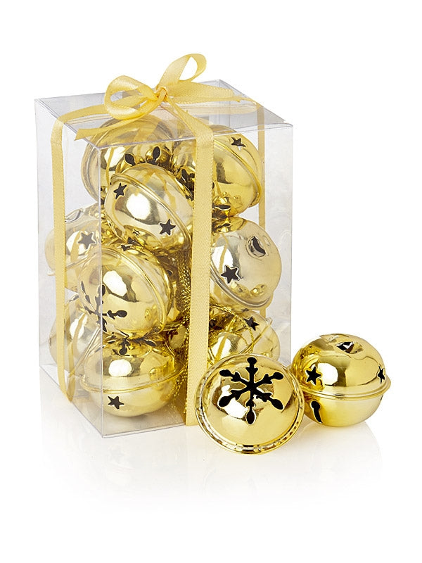 12 x 4cm Jingle Bells in Box - Gold
