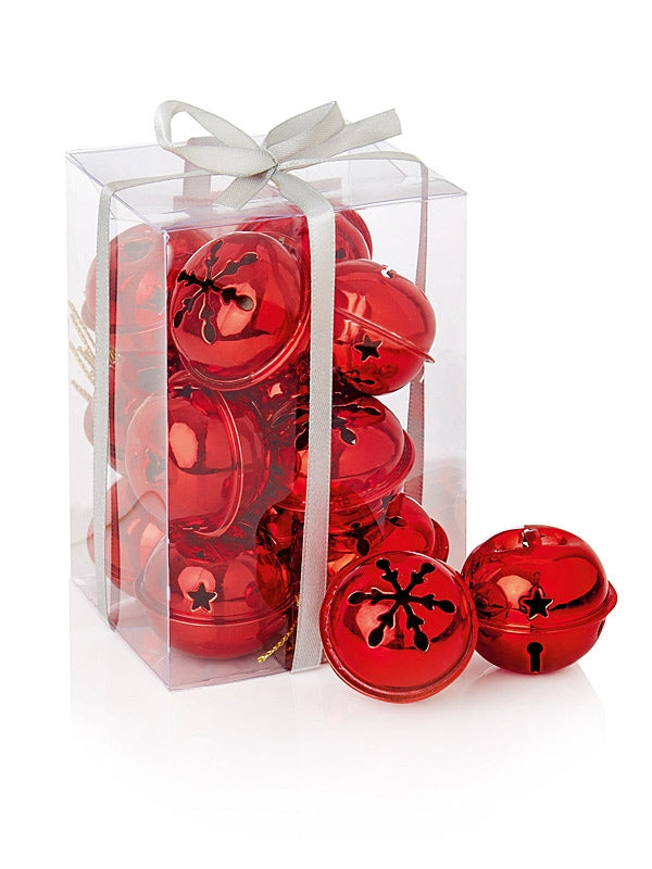 12 x 4cm Jingle Bells In Box - Red