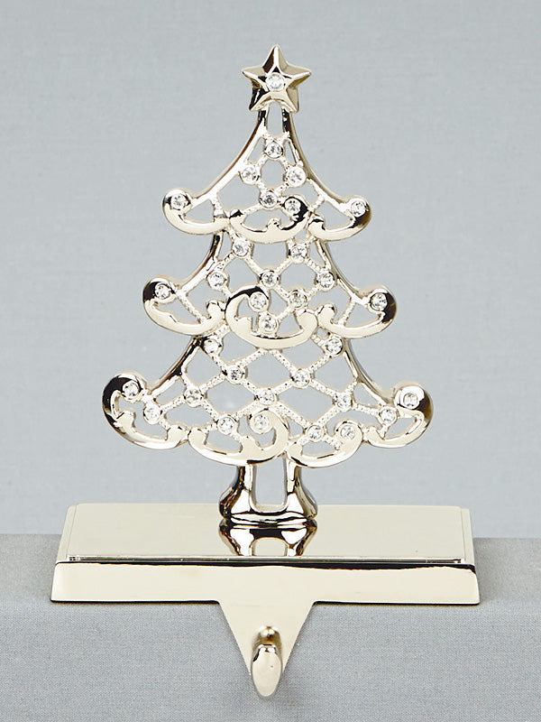 18cm Silver Crystal Tree Stocking Holder