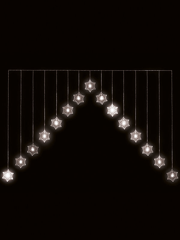  1.2M LED Snowflake 'V' Christmas Curtain Light - Warm White 