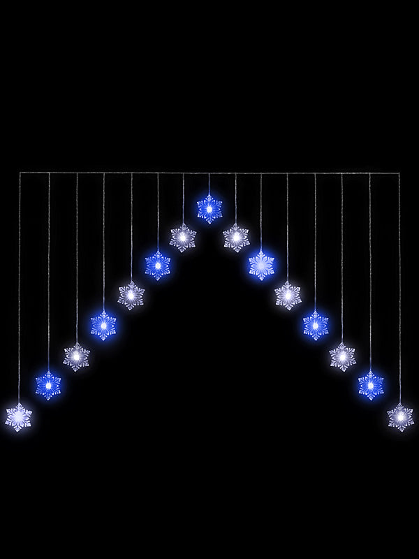 1.2M LED Snowflake 'V' Christmas Curtain Light - Blue & White 