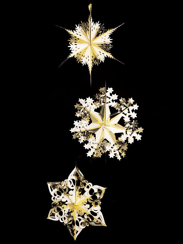 40cm Foil Starburst Christmas Decoration - Gold-Ivory